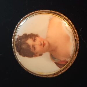 Estate Antique Hand Painted Porclein Brooch